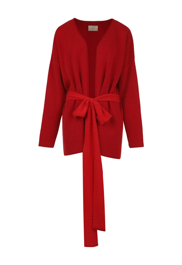 CHERRY FLUFFY KNIT CARDIGAN