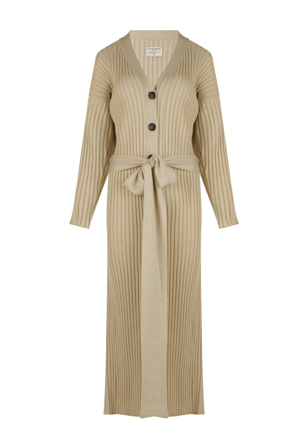 ALMOND MILK KNIT CARDIGAN DRESS