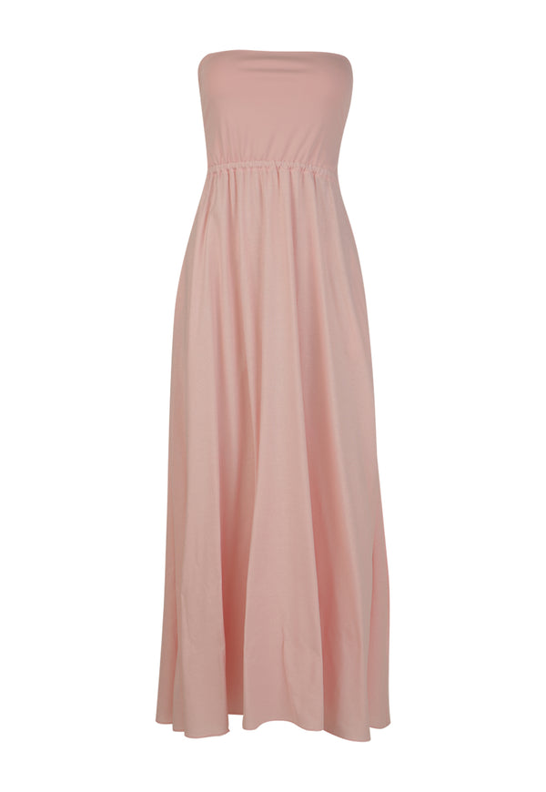 PLUM KNIT AND LINEN DRESS