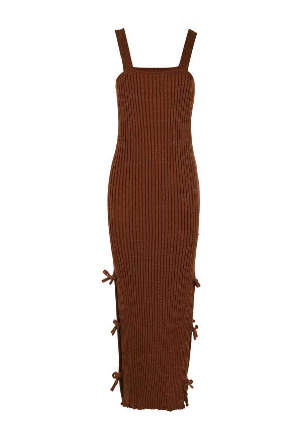 GOLDEN MOCCHA BOW DRESS